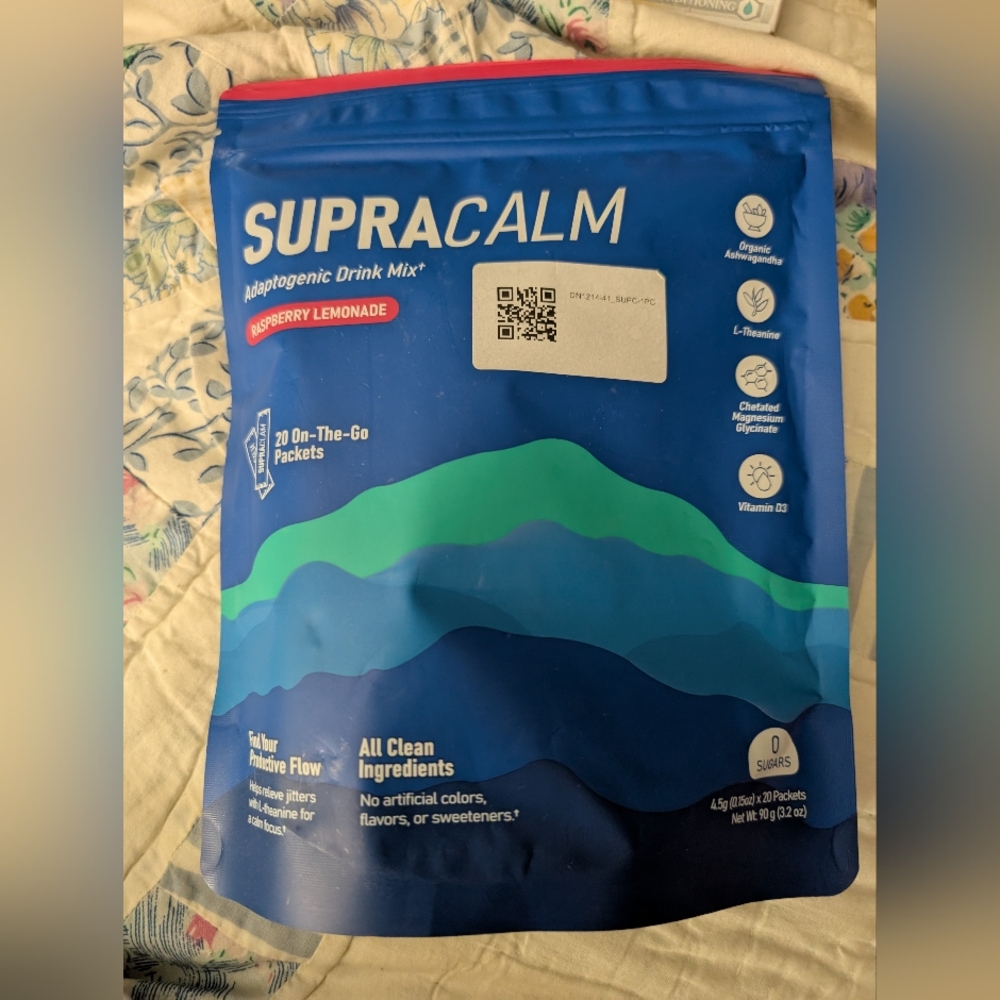 Supracalm Powdered Drink Packets 20 Relaxation/Focus No Sugar/GMO Rasp Lemonade